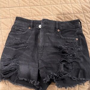 American Eagle Black Ripped Jean Shorts